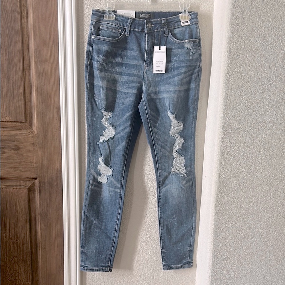 Judy Blue Mid Rise Jeans Distressed Med Stretch Blue 9/29 NEW